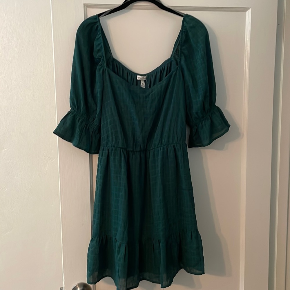 Green Puff Sleeve Dress